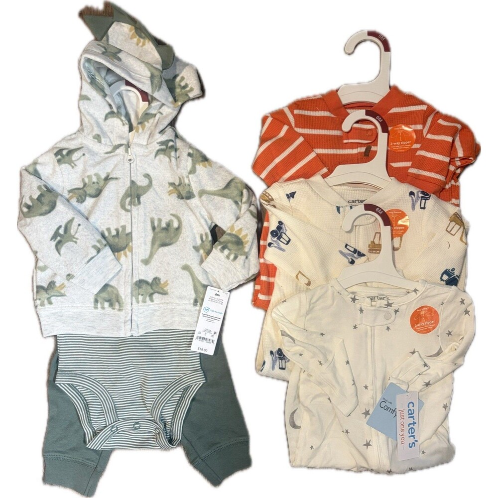 NEW Carter’s Baby Boy’s Sleep & Play Outfit 6M Carters Boy Outfit Lot 4 Pieces